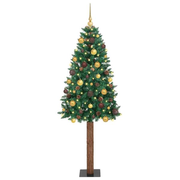 ARDEBO.de - Schlanker Weihnachtsbaum mit 300 LEDs mit Ständer Grün 210 cm