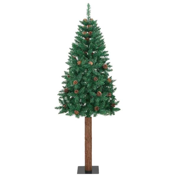 Schlanker Weihnachtsbaum mit 300 LEDs mit Ständer Grün 210 cm
