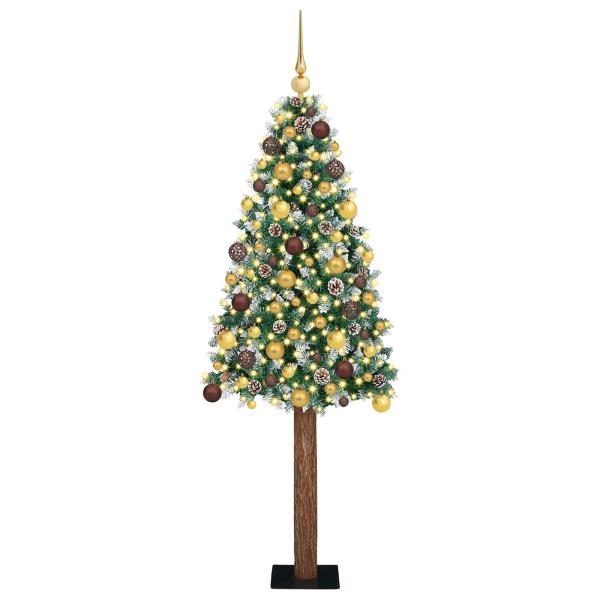 Schlanker Weihnachtsbaum mit 300 LEDs mit Ständer Grün 180 cm