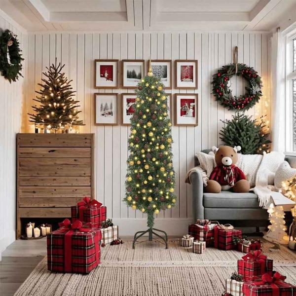 ARDEBO.de - Künstlicher Weihnachtsbaum mit 300 LEDs mit Ständer Grün 180 cm