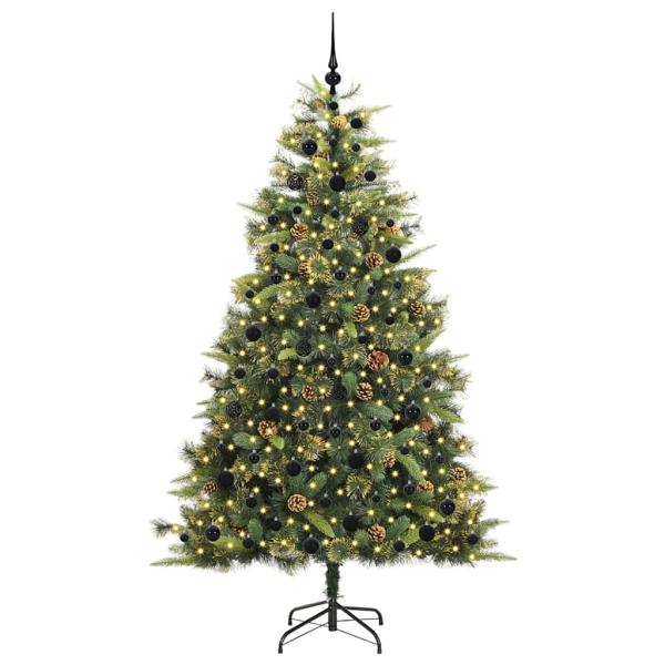 Künstlicher klappbarer Weihnachtsbaum mit Tannenzapfen 210 cm