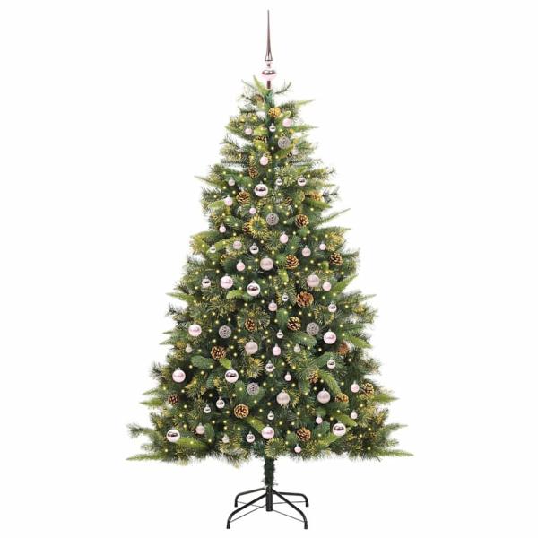 Künstlicher klappbarer Weihnachtsbaum mit Tannenzapfen 210 cm