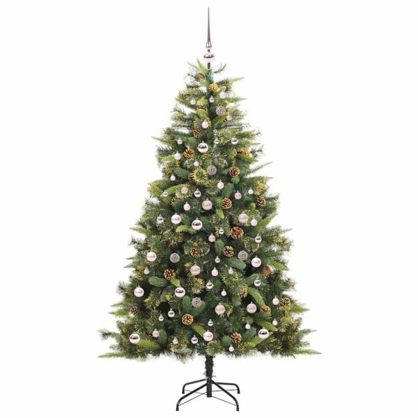 Künstlicher klappbarer Weihnachtsbaum mit Tannenzapfen 210 cm