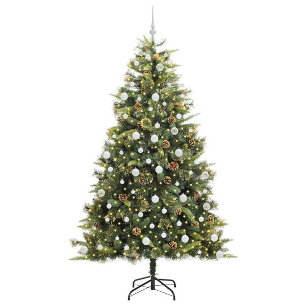 Künstlicher klappbarer Weihnachtsbaum mit Tannenzapfen 210 cm