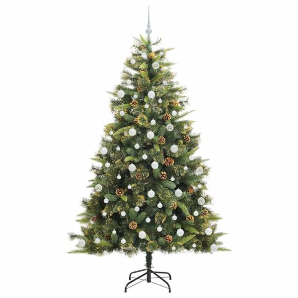Künstlicher klappbarer Weihnachtsbaum mit Tannenzapfen 210 cm