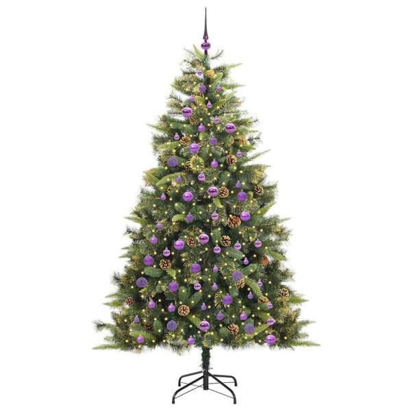 Künstlicher klappbarer Weihnachtsbaum mit Tannenzapfen 210 cm