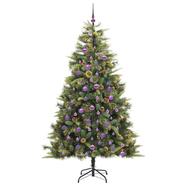 Künstlicher klappbarer Weihnachtsbaum mit Tannenzapfen 210 cm