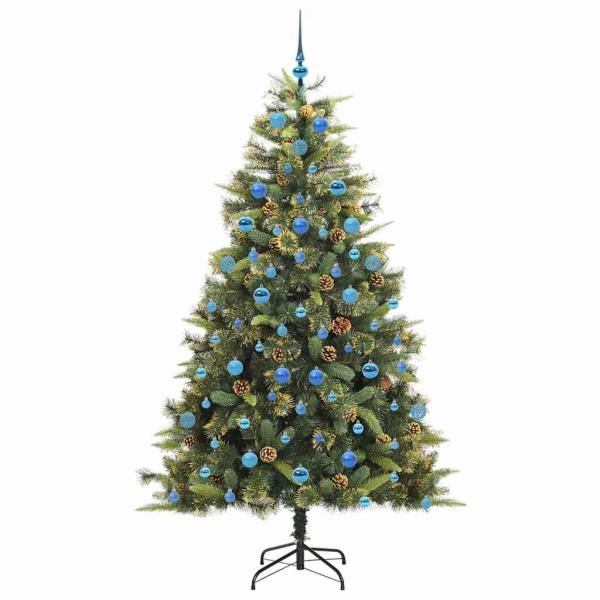 Künstlicher klappbarer Weihnachtsbaum mit Tannenzapfen 210 cm