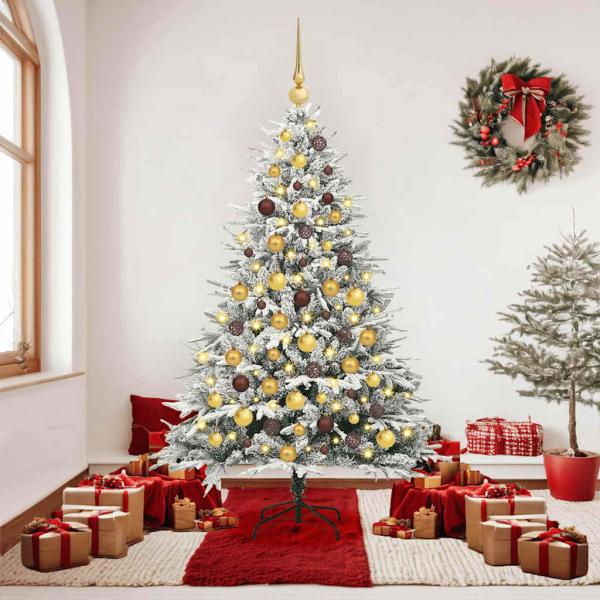 ARDEBO.de - Künstlicher vorbeleuchteter Weihnachtsbaum mit Kugelset Grün