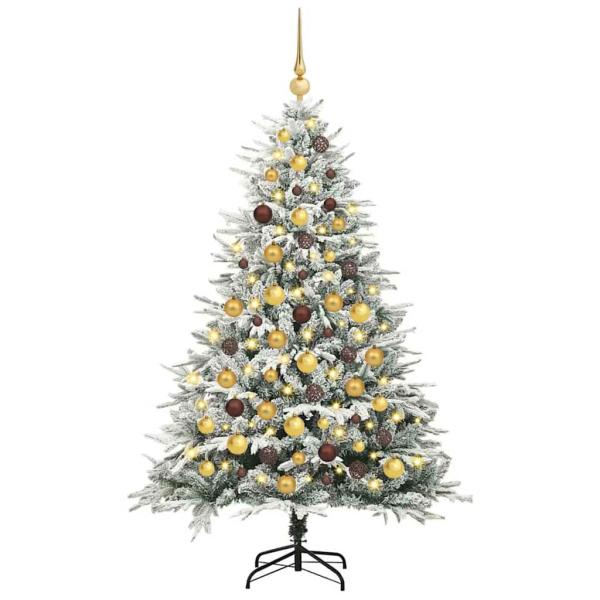 Künstlicher vorbeleuchteter Weihnachtsbaum mit Kugelset Grün