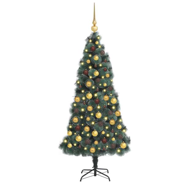 Künstlicher vorbeleuchteter Weihnachtsbaum mit Kugelset 180 cm