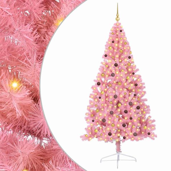 Künstlicher vorbeleuchteter Weihnachtsbaum Rosa 240 cm PVC