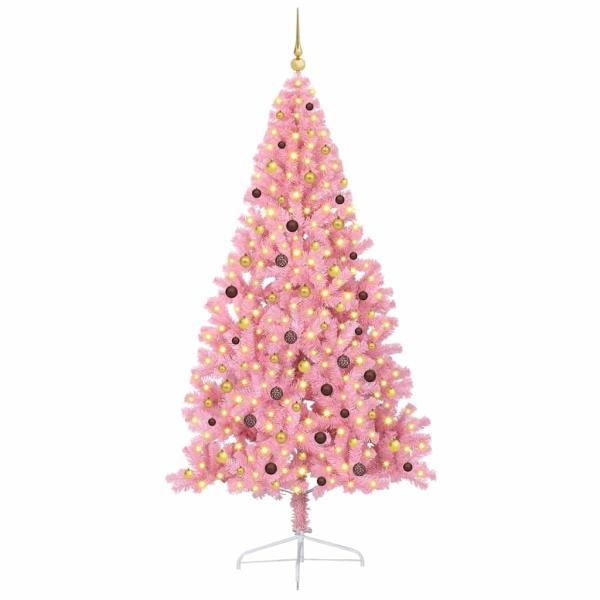 Künstlicher vorbeleuchteter Weihnachtsbaum Rosa 240 cm PVC