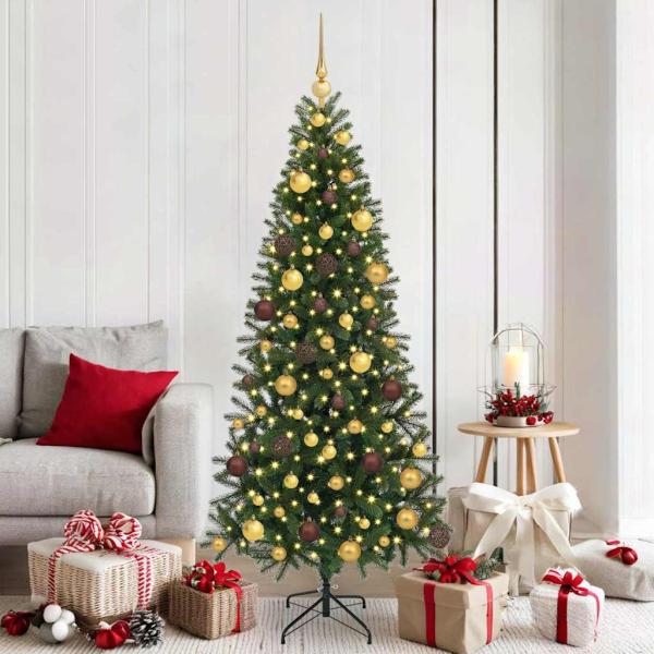 ARDEBO.de - Künstlicher Weihnachtsbaum mit 300 LEDs Grün 180 cm PE und PVC