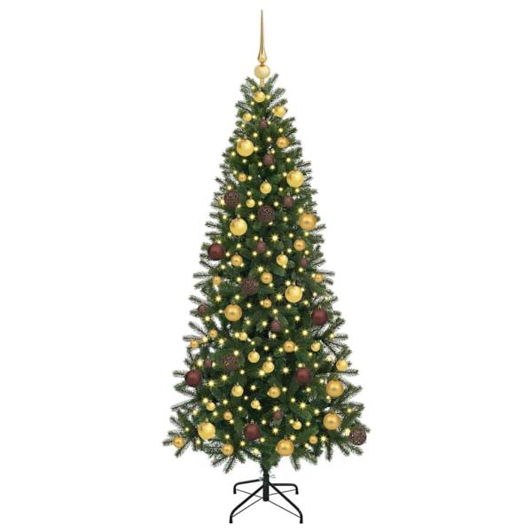 Künstlicher Weihnachtsbaum mit 300 LEDs Grün 180 cm PE und PVC