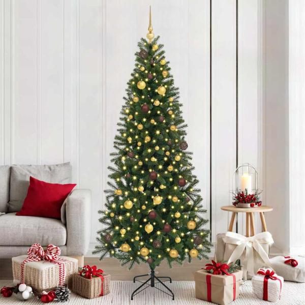 ARDEBO.de - Künstlicher Weihnachtsbaum mit 300 LEDs Grün 210 cm PE und PVC
