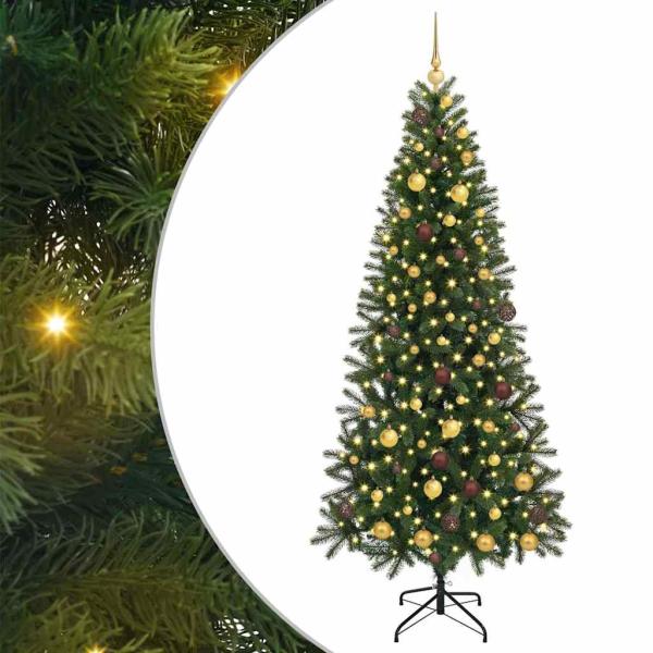 Künstlicher Weihnachtsbaum mit 300 LEDs Grün 210 cm PE und PVC