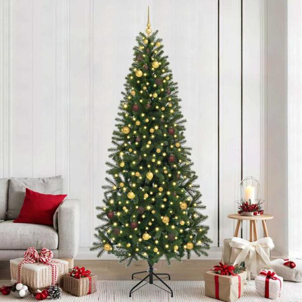 ARDEBO.de - Künstlicher Weihnachtsbaum mit 300 LEDs Grün 240 cm PE und PVC
