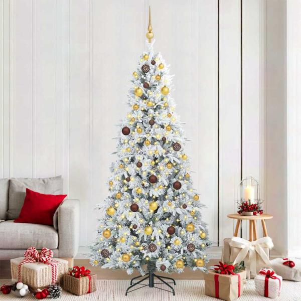ARDEBO.de - Künstlicher klappbarer Weihnachtsbaum Weiß 210 cm PE und PVC