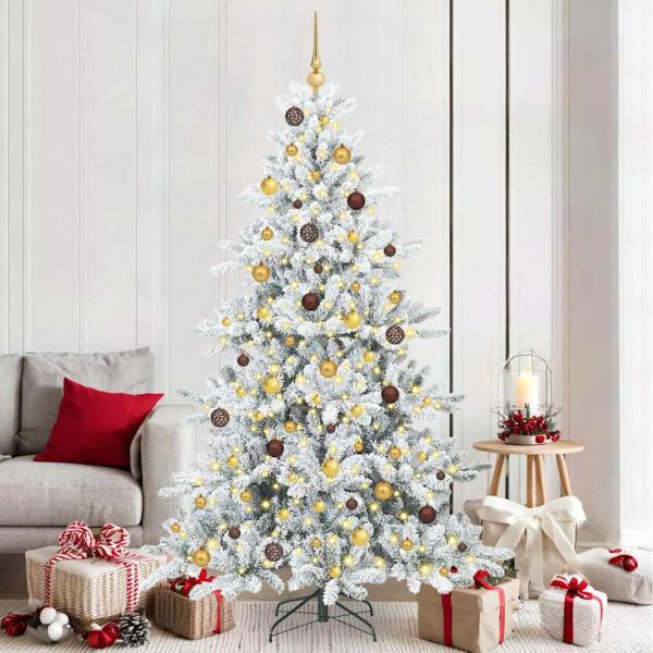 ARDEBO.de - Künstlicher klappbarer Weihnachtsbaum Weiß 210 cm PVC und Stahl