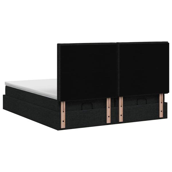 Ottoman-Bett mit Matratze und LED Schwarz 180 x 200 cm Stoff