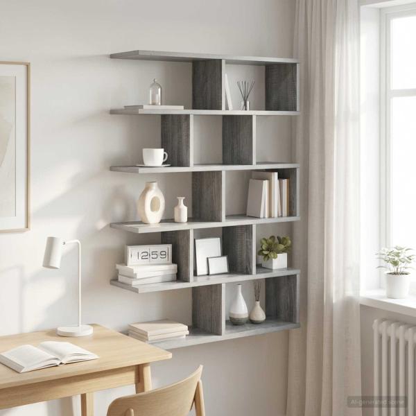 ARDEBO.de - Wandregal Sonoma-Grau 70 x 20 x 100 cm Holzwerkstoff