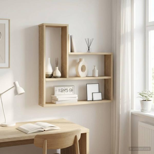 ARDEBO.de - Wandregal Sonoma-Eiche 60 x 11 x 60 cm Holzwerkstoff