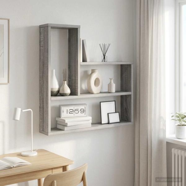 ARDEBO.de - Wandregal Sonoma-Grau 60 x 11 x 60 cm Holzwerkstoff