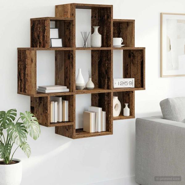 ARDEBO.de - Wandregal Altholz 90 x 25 x 90 cm Holzwerkstoff