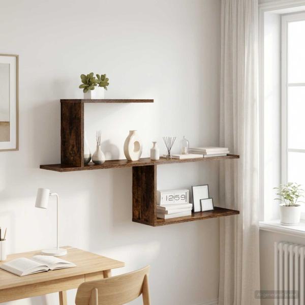 ARDEBO.de - Wandregal Raucheiche 122 x 18 x 60 cm Holzwerkstoff