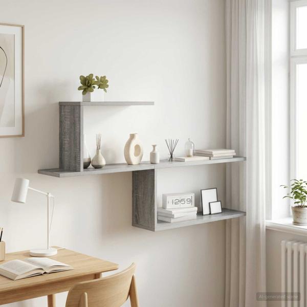 ARDEBO.de - Wandregal Sonoma-Grau 122 x 18 x 60 cm Holzwerkstoff