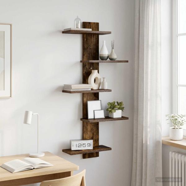 ARDEBO.de - Wandregal Raucheiche 48,5 x 15 x 101 cm Holzwerkstoff