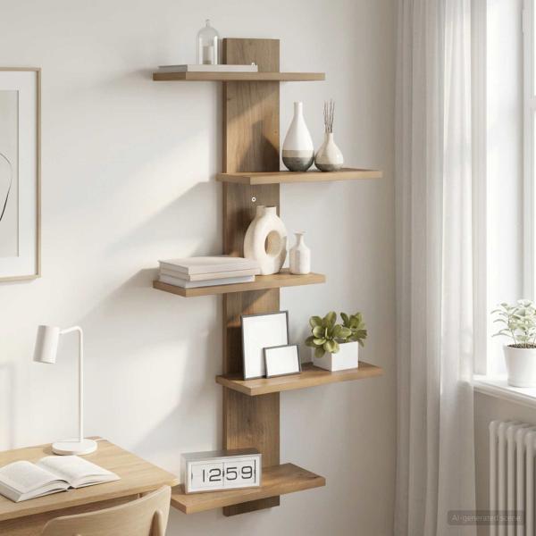ARDEBO.de - Wandregal Artisan-Eiche 48,5 x 15 x 101 cm Holzwerkstoff
