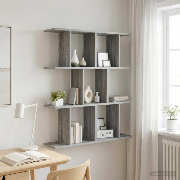 ARDEBO.de - Wandregal Sonoma-Grau 80 x 20 x 96 cm Holzwerkstoff