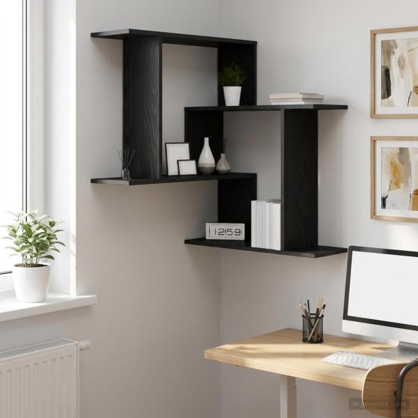 ARDEBO.de - Wandregal Schwarze Eiche 67 x 67 x 87 cm Holzwerkstoff