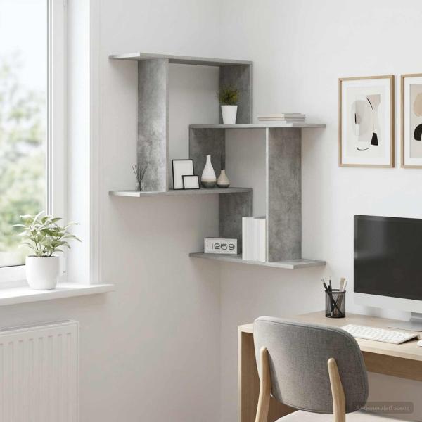 ARDEBO.de - Wandregal Betongrau 67 x 67 x 87 cm Holzwerkstoff