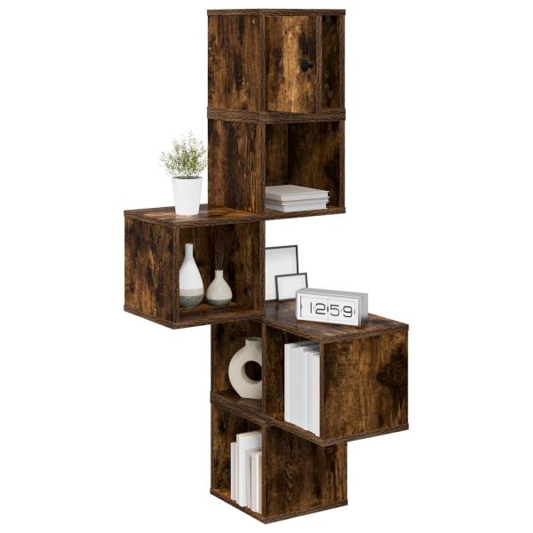Wand-Eckregal Raucheiche 48 x 48 x 120 cm Holzwerkstoff