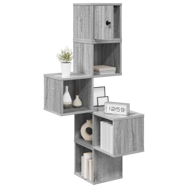 Wand-Eckregal Sonoma-Grau 48 x 48 x 120 cm Holzwerkstoff