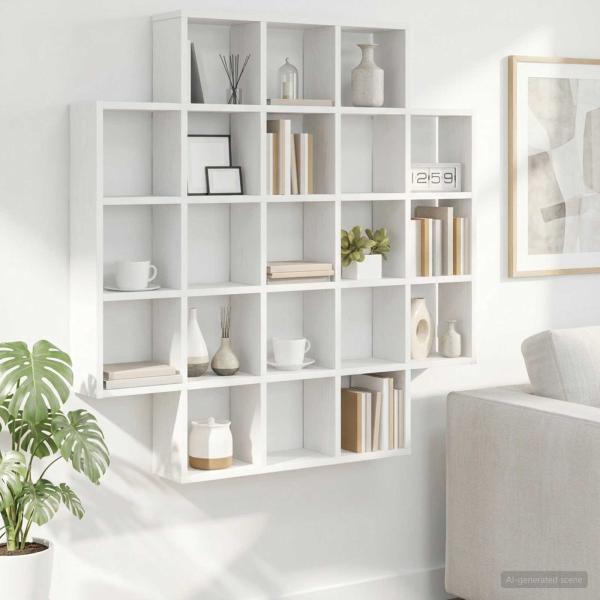 ARDEBO.de - Wandregal Wei? 100 x 13 x 100 cm Holzwerkstoff