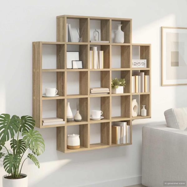ARDEBO.de - Wandregal Sonoma-Eiche 100 x 13 x 100 cm Holzwerkstoff