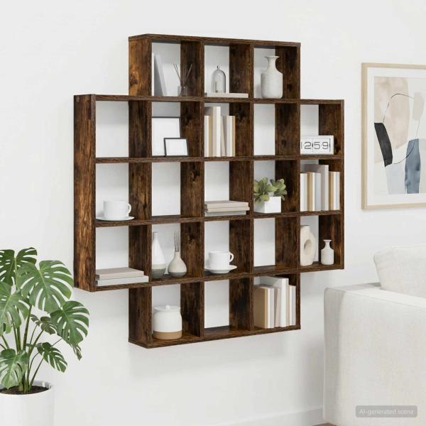 ARDEBO.de - Wandregal Raucheiche 100 x 13 x 100 cm Holzwerkstoff
