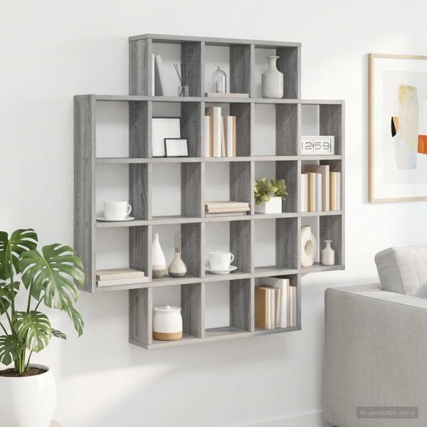 ARDEBO.de - Wandregal Sonoma-Grau 100 x 13 x 100 cm Holzwerkstoff