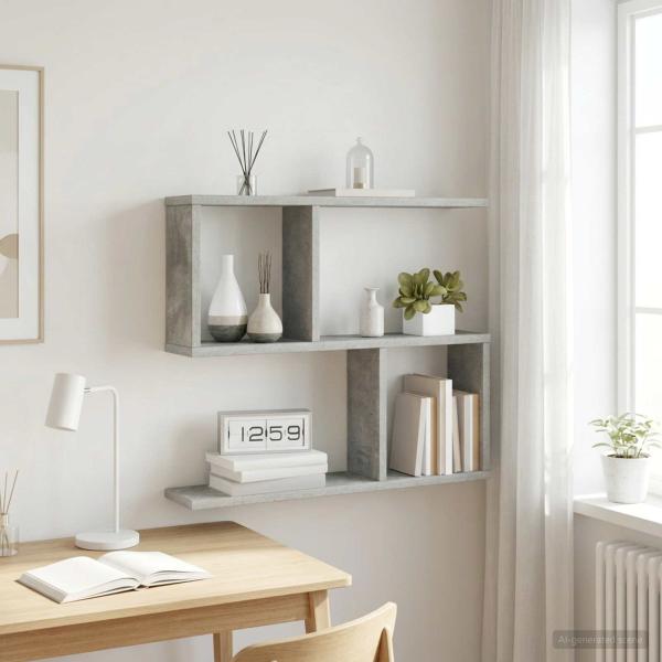 ARDEBO.de - Wandregal Betongrau 60 x 12 x 50,5 cm Holzwerkstoff