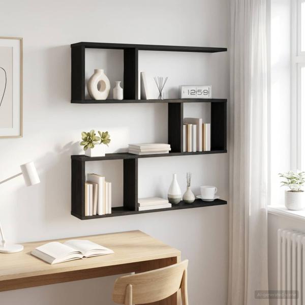 ARDEBO.de - Wandregal Schwarze Eiche 80 x 12 x 79,5 cm Holzwerkstoff