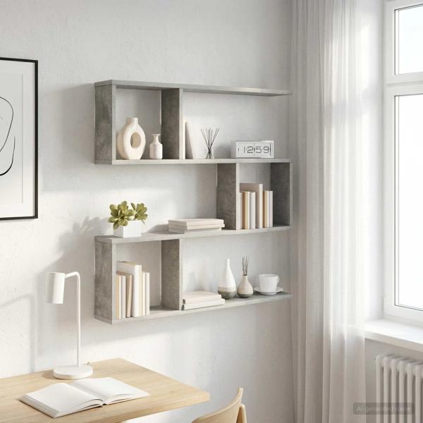 ARDEBO.de - Wandregal Betongrau 80 x 12 x 79,5 cm Holzwerkstoff