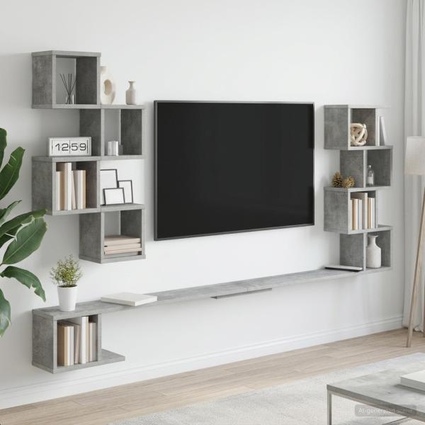 ARDEBO.de - Wandmontiertes TV-Regal Betongrau 180 x 15 x 94 cm