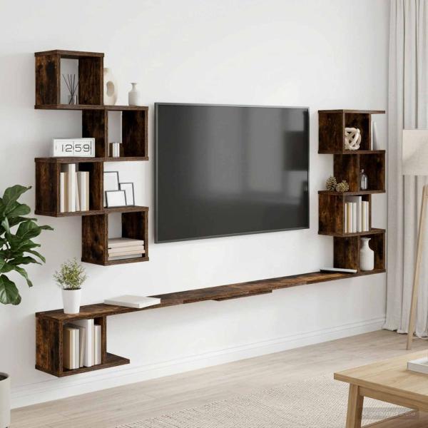 ARDEBO.de - Wandmontiertes TV-Regal Raucheiche 180 x 15 x 94 cm