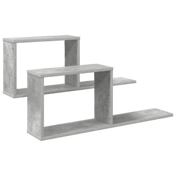 Schweberegale 2 Stk. Betongrau 80 x 15 x 30 cm Holzwerkstoff