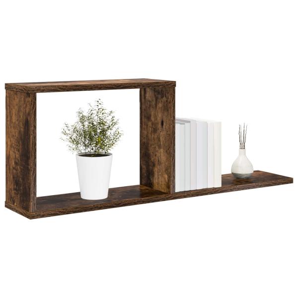 Schweberegale 2 Stk. Raucheiche 80 x 15 x 30 cm Holzwerkstoff