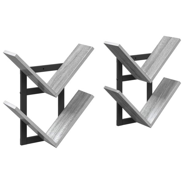 Wandregal 2 stk. Sonoma-Grau 43 x 15 x 47 cm Holzwerkstoff
